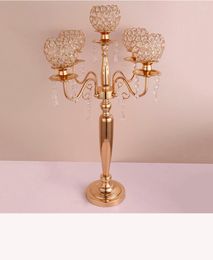 Candle Holders 10 PCS/5 Pcs Crystal Candelabras 75 CM Height 5-Arms Pendants Wedding Centrepiece Candlestick Home Decoraion