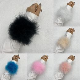 Knee Pads Multiple Colours 5cm Wide Ostrich Hair Bracelet Fluffy Faux Fur Cuffs Fashion Stage Performance Feather