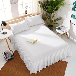 Bed Skirt Elegant Korea Style Ruffled Dust Gatherd Add Platform Three Sided Coverage Bedcover -16 Inch(40cm) High(No Pillowcase)