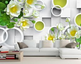 Wallpapers Papel De Parede Simple And Beautiful Circle Lotus 3d Wallpaper Mural For Living Room TV Sofa Wall Bedroom Papers Home Decor