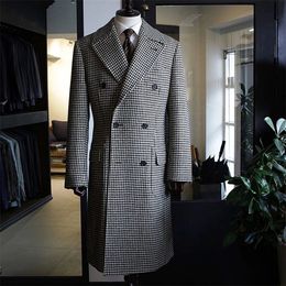 Men's Suits Blazers Houndstooth Only Long Blazer Men's Suits Set Slim Fit Handsome Groom Tuxedo for Wedding Prom Dinner Formal Suits Coat 230829