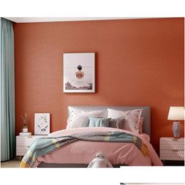 Wallpapers Sound Insation And Noise Reduction Solid Colour Orange Red 3D Three-Nsional Suede Veet Thick Light Luxury Drop Delivery Home Dhyeo