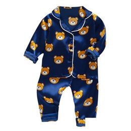 Pamas Toddler Silk Satin Pyjamas Set Baby Sleepwear Pijama Suit Boys Girls Sleep Two Piece Kids Loungewear 220809 Drop Delivery Mate Dhcfx