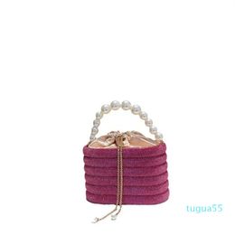 Women s 2023 Little Fresh Water Diamond Pearl Chain Bird Cage Bag Handheld One Shoulder Crossbody