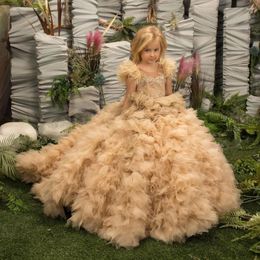 Girl Dresses Flower Dress For Wedding Princess Tulle Appliques Beading Party Pageant First Communion Gown