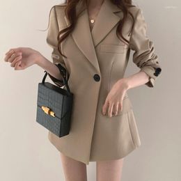 Women's Suits Casual Office Lady Blazer Coat Women 2023 Fall Single Button Pocket Long Sleeve Tops Female Solid Elegant Jacker Coats