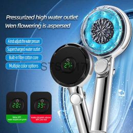 Bathroom Shower Heads New LED Shower Head Temperature Digital Display Bathroom Shower High Pressure Handheld Showerhead with Adjustable Button x0830