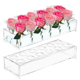 Vases Clear Acrylic Flower Vase Rectangular Floral Centerpiece For Dining Table Party Home Wedding Centerpieces Decor