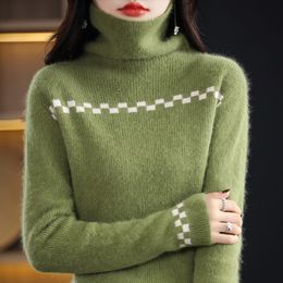 Women s Sweaters 2023 Autumn and Winter Sweater 100 Pure Mink Cashmere Knitted Long Sleeve Pullover Underlay Warm Top 230829