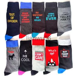 Others Apparel New 15 Style Letters Men Socks Cotton Novelty Funny Socks Hip Hop Trend Street Skateboard Long Big Socks J230830