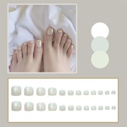 False Nails Nail Tip Coffin 24pcs Toenail Wearing Manicure Sticker Finished Flake For Women And On Medium