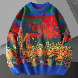 Men's Sweaters 2023 Fall Knitwears For Men Knitted Round Neck Sweater Fashion Color Mens Pullover Ugly Christmas