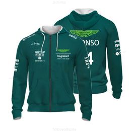 fw23 Mens Hoodies Sweatshirts 2023 new F1 Formula One racing Aston Martin Green 14 mens fashion zipper pullover racing extreme sports clothing