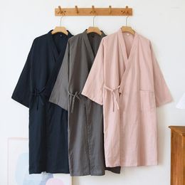 Women's Sleepwear 2023 Spring And Autumn Japanese Kimono Robe Couples Cotton Bathrobe Men's Loose Sweat Steamed
