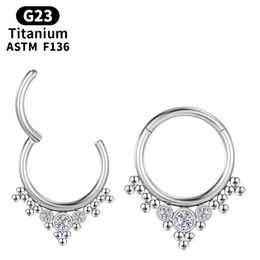 Piercing Titanium Hinge Segment Clicker G23 Septum Sexy Daith Helix Earrings Tragus Crystal Ball Cartilage Women Body Jewelry