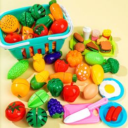 Kitchens Play Food Educational Toy Plastic Kitchen Set Cut Fruit and Vegetable House Simulation Toys Early Education Girls Boys Gifts 230830