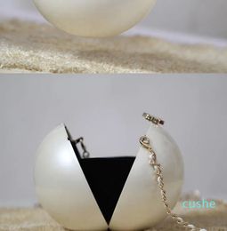 Evening bag Women bag white black 2 color makeup acrylic bag Pearl shape come with gift box