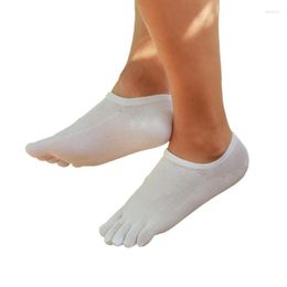 Men's Socks 5 Pairs/lot Summer Invisible Five-finger Cotton Ankle Sweat-absorbing Toe Low Cut Solid Color