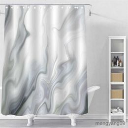 Shower Curtains Modern Blue Marble Shower Curtain Liner Abstract Pattern Shower Curtain For Boy Girl Teen Bathroom Decor 3D Print Bath Curtain R230831