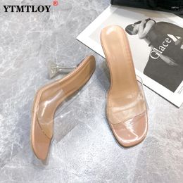 Slippers Summer Women Outdoor Clear PVC Transparent Jelly Sandals Fashion Open Toe Stiletto Heels Party Ladies Shoes Leopard