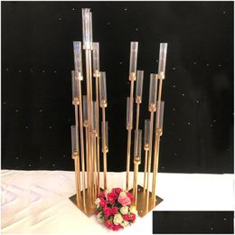 Candle Holders 8 Heads Metal Candelabra Acrylic Wedding Table Centrepieces Flower Stand Holder Candelabrum Drop Delivery Home Garden Ot51C