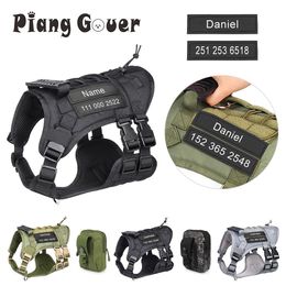 Dog Collars Leashes Personalised Name Dog Harness Customised Phone Breathable Adjustable Pet Harness for Medium Large Dog Chest Strap Vest 230829