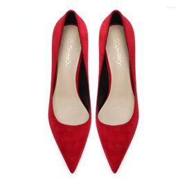 Dress Shoes Bright Red Wedding Women Bride Pumps Chinese Retro Style Suede Cloth Pointed Toe Slip-on Stiletto High Heels