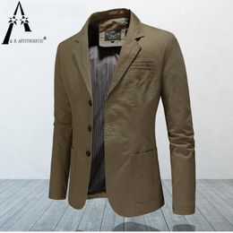 Mens Suits Blazers Male Spring Autumn Pure Cotton Solid Casual Stylish Man Vintage Clothing Outerwear Suit Jacket Coat Streetwear 230829