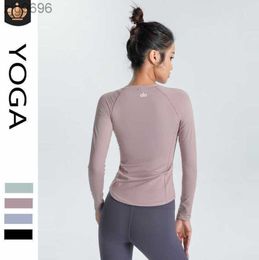 2023 Desginer Al Yoga t Short Top Top Slimming Skin Breathable Stretch Long-sleeved T-shirt Sports Running Training Fitness Suit