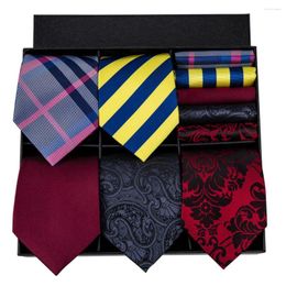 Fliegen Hi-Tie 2023 Verkaufen Krawatte Einstecktuch Manschettenknöpfe Set für Männer Verschiedene Muster Modestil Gravatas Box