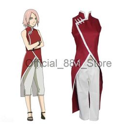 Anime Costume Haruno Sakura Cosplay Cheongsam For Girls Red Cheongsams Party Show Short Sleeves x0830