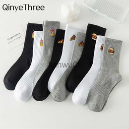 Others Apparel Warm Winter New Funny Embroidery Hamburger Cola Pizza Pattern White Black Gray Casual Hipster Thic Socks Christmas Gift Dropship J230830