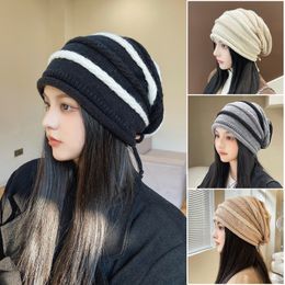 BeanieSkull Caps Pile pile down hat autumn and winter warm womens Korean style full set large head knitted Woollen 230830