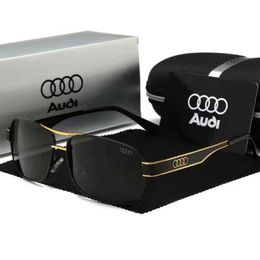 Moda Audi Üst Güneş Gözlüğü Kutusu Güneş Gözlüğü Erkekler Polarizasyon Aynası Sürücü Balıkçılık Gözlükleri 553 Logo ve Kutu