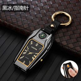 Compass Keychain Watch Arc Lighter Multifunctional Personalized USB Charging Cigarette Men's Birthday Gift 970R