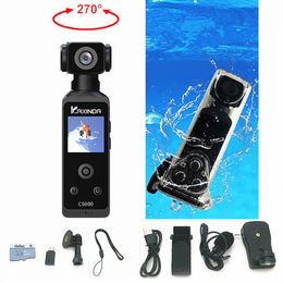 Digital Cameras Real 4K HD 270rotatable Pocket Action Camera Handheld Stabilizer 1 3 Screen Time lapse Mini Sport Camcorder Waterproof Case 230830