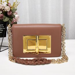 TOP Luxury Fashion Designer T F Womens Bag Shoulder Tara Real Leather Bag Chain Strap Simple All Match FORD Tofu Light Luxury TOM Messen 1213