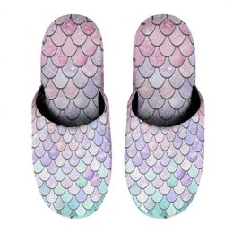 Slippers Mermazing Mermaid Fish Scales Scale Wave Japanese (12) Warm Cotton For Men Women Thick Soft Soled Non-Slip Fluffy Shoe