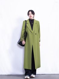 Women's Trench Coats Ultra-Long Coat Green Oversize Suit