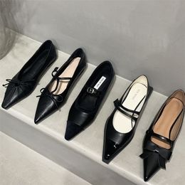 Dress Shoes Bailamos Brand Spring Flats Fashion Bow-knot Casual Loafers Pointed Toe Shallow Slip On Ladies Elegant Ballerina Shoes 230829