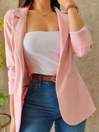 Women's Jackets 2023 Autumn Basic Blazer Woman Clothes Office Long Sleeve Solid Slim Fit Jacket Female Turn Down Collar Casual Coat Overwear