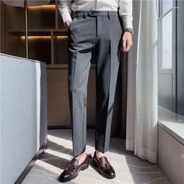 Men's Suits Quality British Style Business Casual Suit Pantsn Black Striped Boutique Pants Male Formal Wear Wedding Dress Trousers