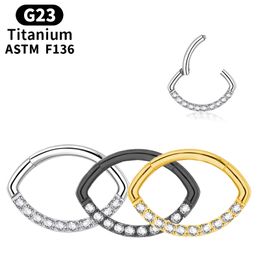 Piercing Titanium Septum Industrial Zircon Nose Ring Unisex Indian Earrings Hinge Segment Cartilage Clicker Sexy Body Jewelry