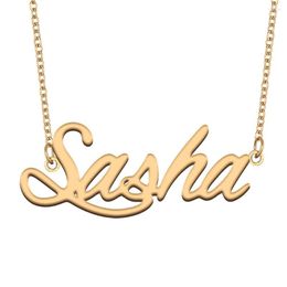 Pendant Necklaces Sasha Name Necklace For Women Stainless Steel Jewellery Gold Plated Nameplate Femme Mother Girlfriend Gift