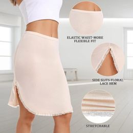 Skirts Half Slips For Under Dresses Side Slit Women Slip Ladies Underwear Petticoat Waist Lace Curved Mini Dropship