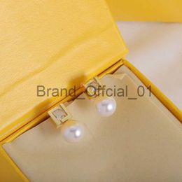 Designer Earrings for Women Luxury Stud Pearl Earings Gold Earring Diamond Hoop Jewelry with Box F Letter Charm Earing Jewerly 236134C x0830