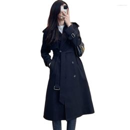 Women's Trench Coats 2023 England Style Coat Women Spring Autumn Double-breasted Long Windbreaker Lady Belt Khaki Black Casual Tops