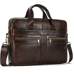 Briefcases Briefcase Bag Men's Genuine Leather briefcase Male man laptop bag natural Leather for men Messenger bags men's briefcases 230830