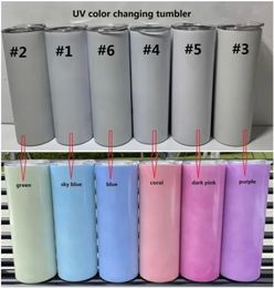 Karanlık UV Renk Değiştiren Tumbler 20oz Sublimasyon Tumbler Güneş Işık Algılama FY4197 JN10