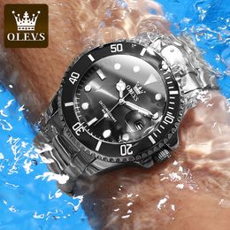 Wristwatches OLEVS Men Green Water Ghost Watch Luxury Top Brand Business Waterproof Large Dial Sports Stainless Steel Male Wristwatches Reloj 230829